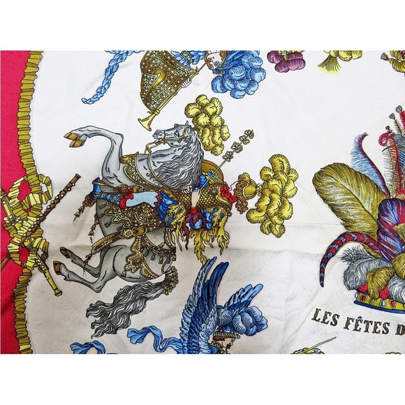 Hermes Red and Gold Scarf - Picture 7 of 14